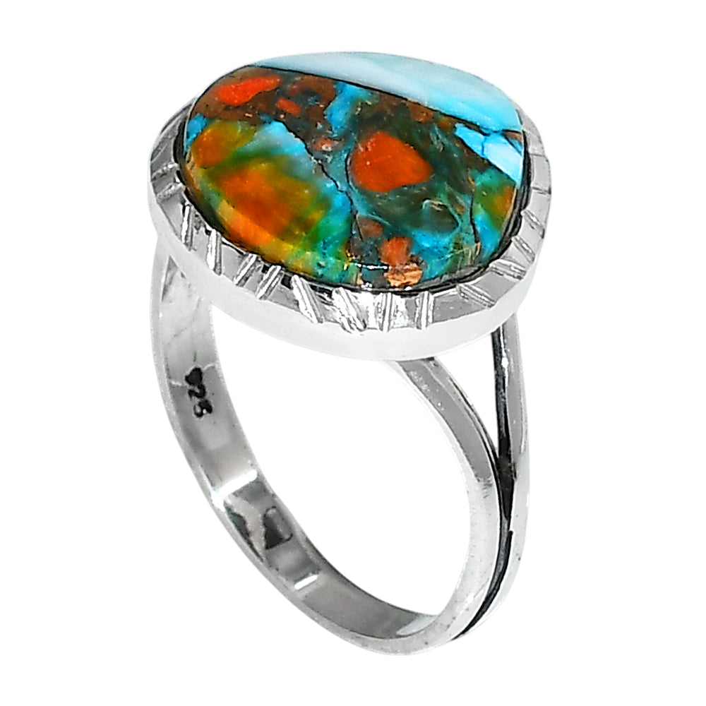 Spiny Oyster Turquoise 925 Sterling Silver Ring Jewelry Size-20 SR01214