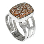 Flower Fossil Coral 925 Sterling Silver Ring Jewelry Size-22 SR01215