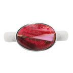 Kingman Pink Dahlia Turquoise 925 Sterling Silver Ring Jewelry Size-17 SR01224