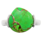 Copper Green Turquoise 925 Sterling Silver Ring Jewelry Size-20 SR01225