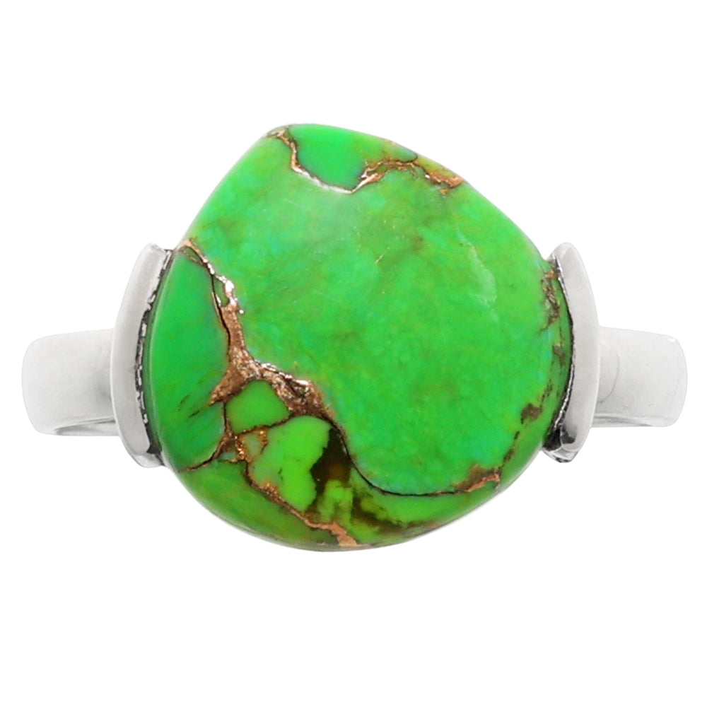 Copper Green Turquoise 925 Sterling Silver Ring Jewelry Size-20 SR01225