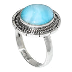Larimar (Dominican Republic) 925 Sterling Silver Ring Jewelry Size-20 SR01227