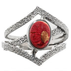 Kingman Pink Dahlia Turquoise 925 Sterling Silver Ring Jewelry Size-20 SR01228