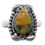 Rhyolite - Rainforest Jasper 925 Sterling Silver Ring Jewelry Size-18 SR01229