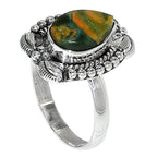 Rhyolite - Rainforest Jasper 925 Sterling Silver Ring Jewelry Size-18 SR01229