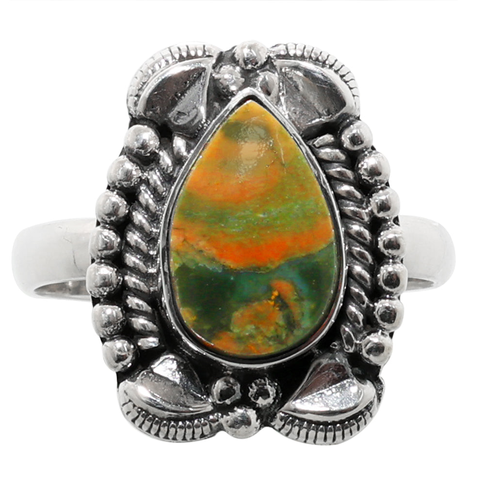 Rhyolite - Rainforest Jasper 925 Sterling Silver Ring Jewelry Size-18 SR01229