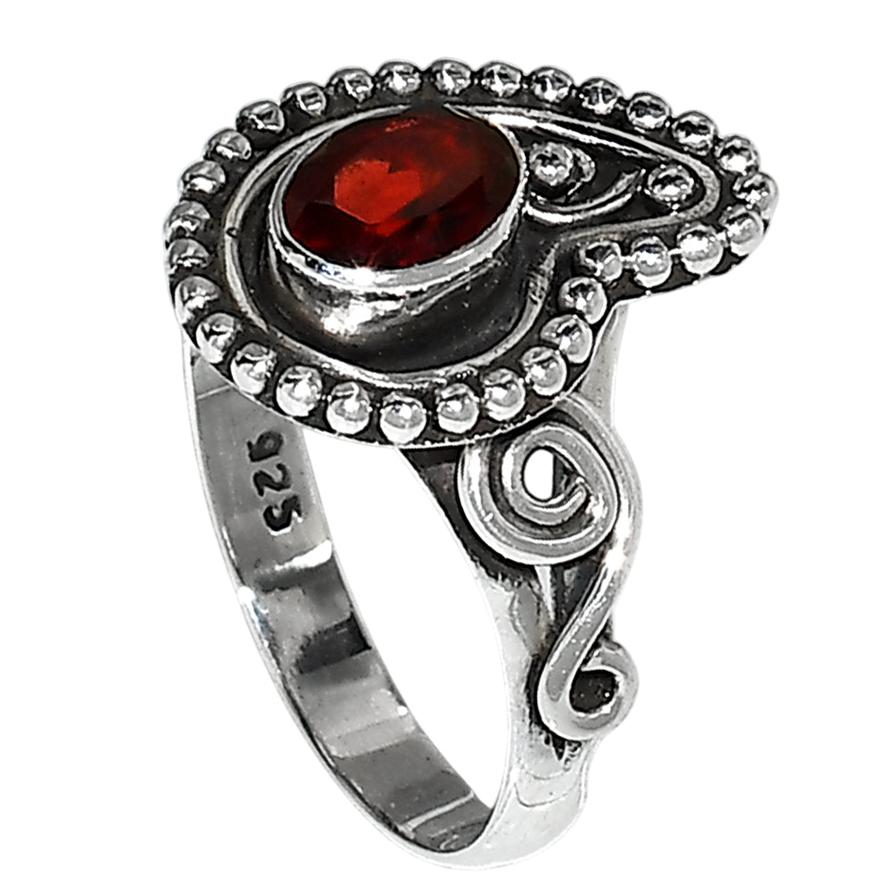 Hessonite Garnet 925 Sterling Silver Ring Jewelry Size-17 SR01231