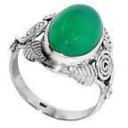 Leaf - Green Onyx 925 Sterling Silver Ring Jewelry Size-18 SR01234