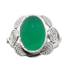 Leaf - Green Onyx 925 Sterling Silver Ring Jewelry Size-18 SR01234