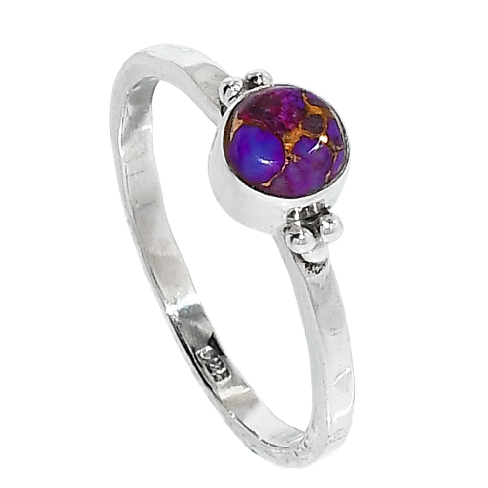 Copper Purple Turquoise 925 Sterling Silver Ring Jewelry Size-20 SR01235