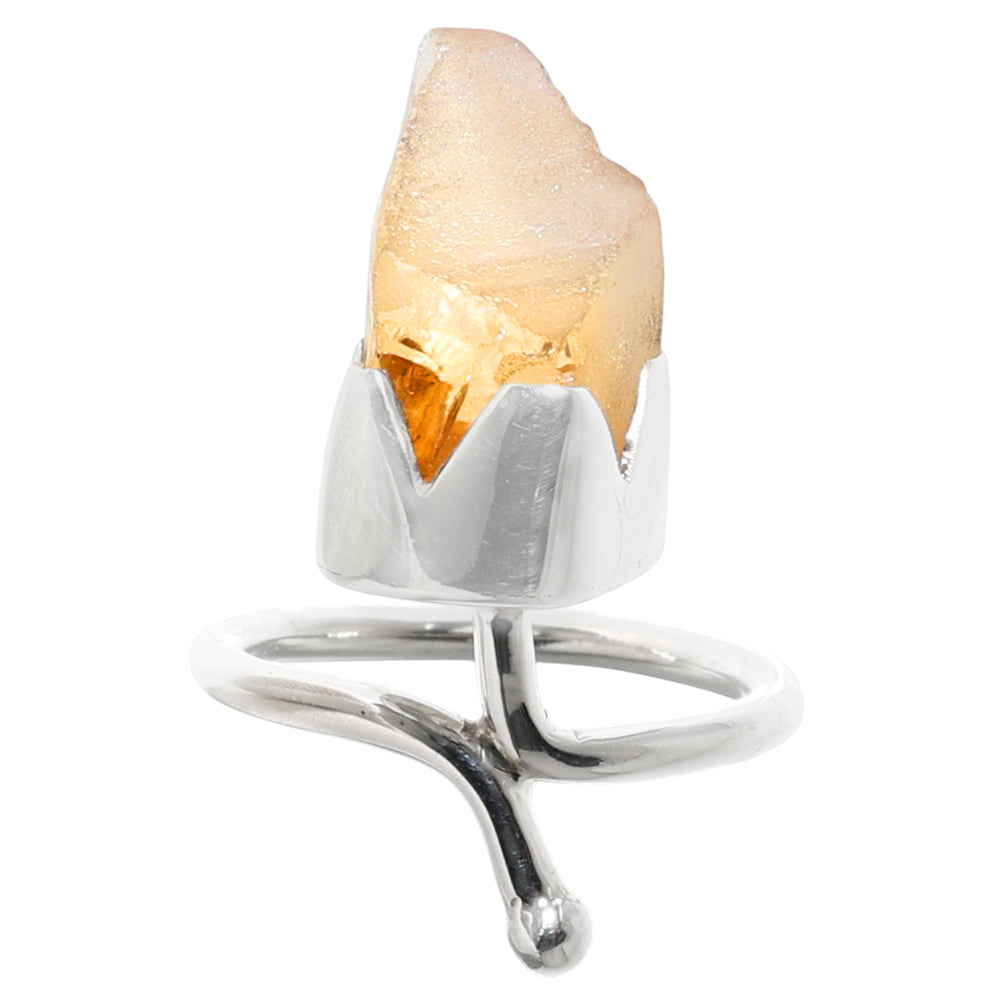 Citrine Rough 925 Sterling Silver Ring Jewelry Size-10 SR01236