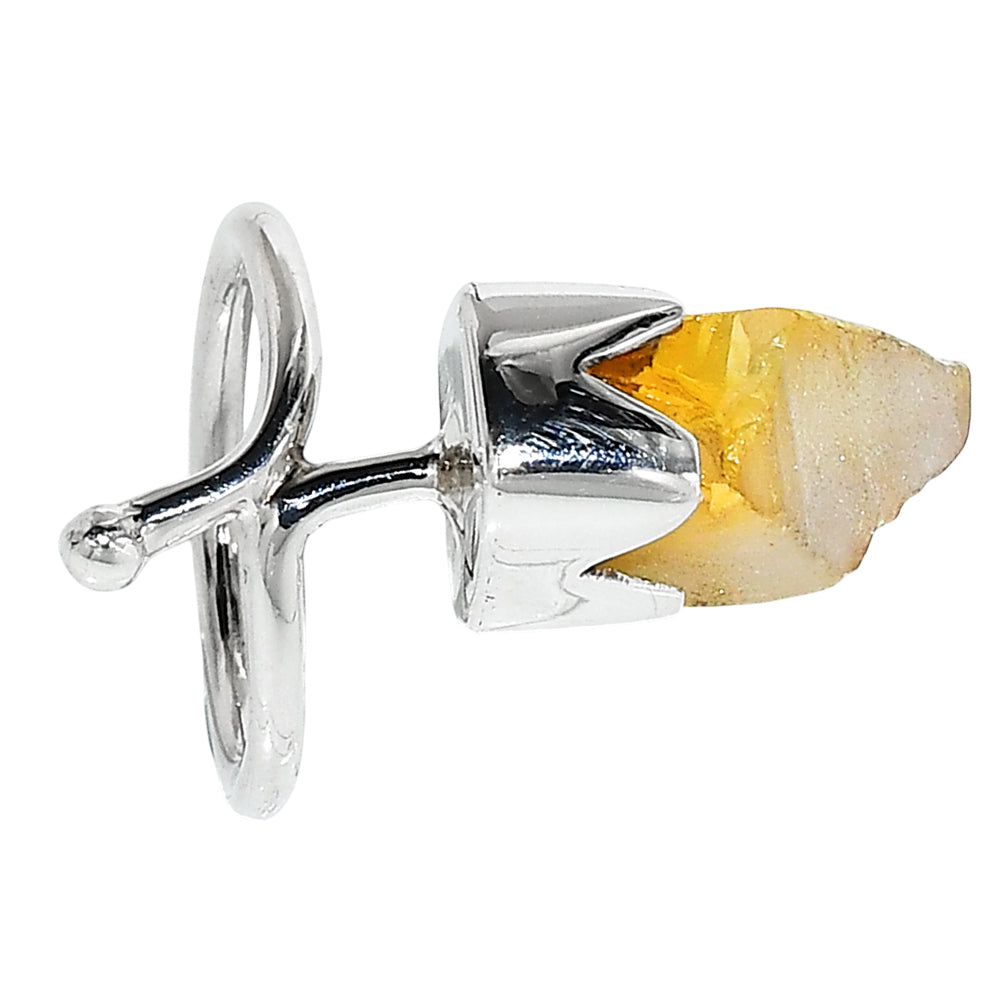 Citrine Rough 925 Sterling Silver Ring Jewelry Size-10 SR01236
