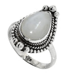 Srilankan Moonstone 925 Sterling Silver Ring Jewelry Size-20 SR01239