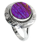 Copper Purple Turquoise 925 Sterling Silver Ring Jewelry Size-20 SR01241