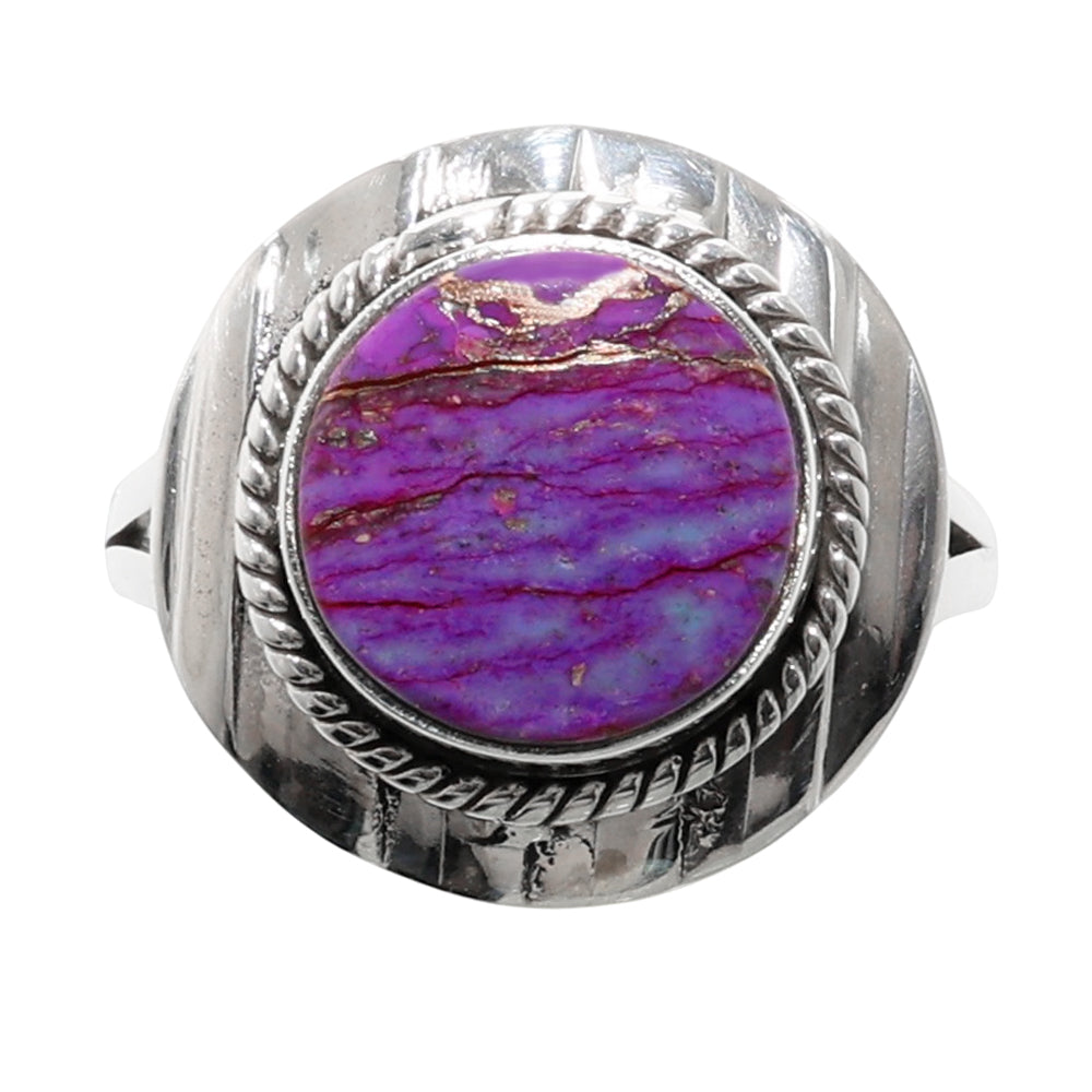Copper Purple Turquoise 925 Sterling Silver Ring Jewelry Size-20 SR01241