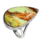 Lemon Chrysoprase 925 Sterling Silver Ring Jewelry Size-18 SR01243