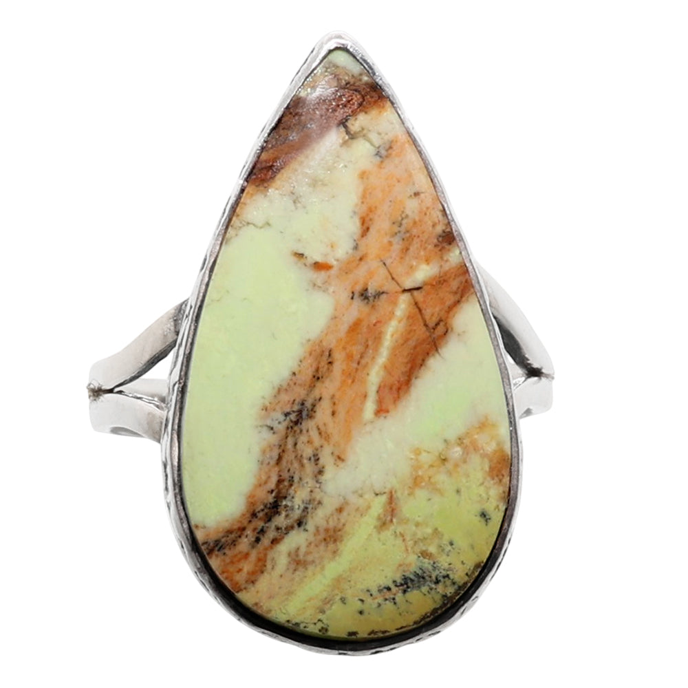 Lemon Chrysoprase 925 Sterling Silver Ring Jewelry Size-18 SR01243