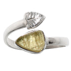 Adjustable - Green Apatite Rough 925 Sterling Silver Ring Jewelry Size-20 SR01244