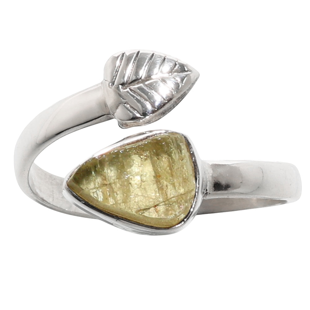 Adjustable - Green Apatite Rough 925 Sterling Silver Ring Jewelry Size-20 SR01244
