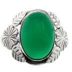 Leaf - Green Onyx 925 Sterling Silver Ring Jewelry Size-17 SR01248