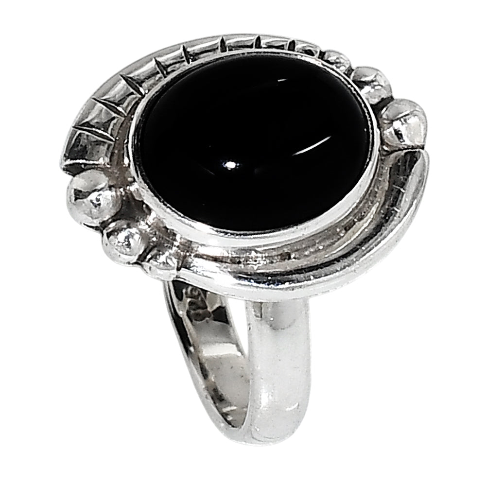 Black Onyx 925 Sterling Silver Ring Jewelry Size-17 SR01249