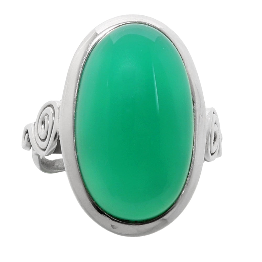 Green Onyx 925 Sterling Silver Ring Jewelry Size-14 SR01251