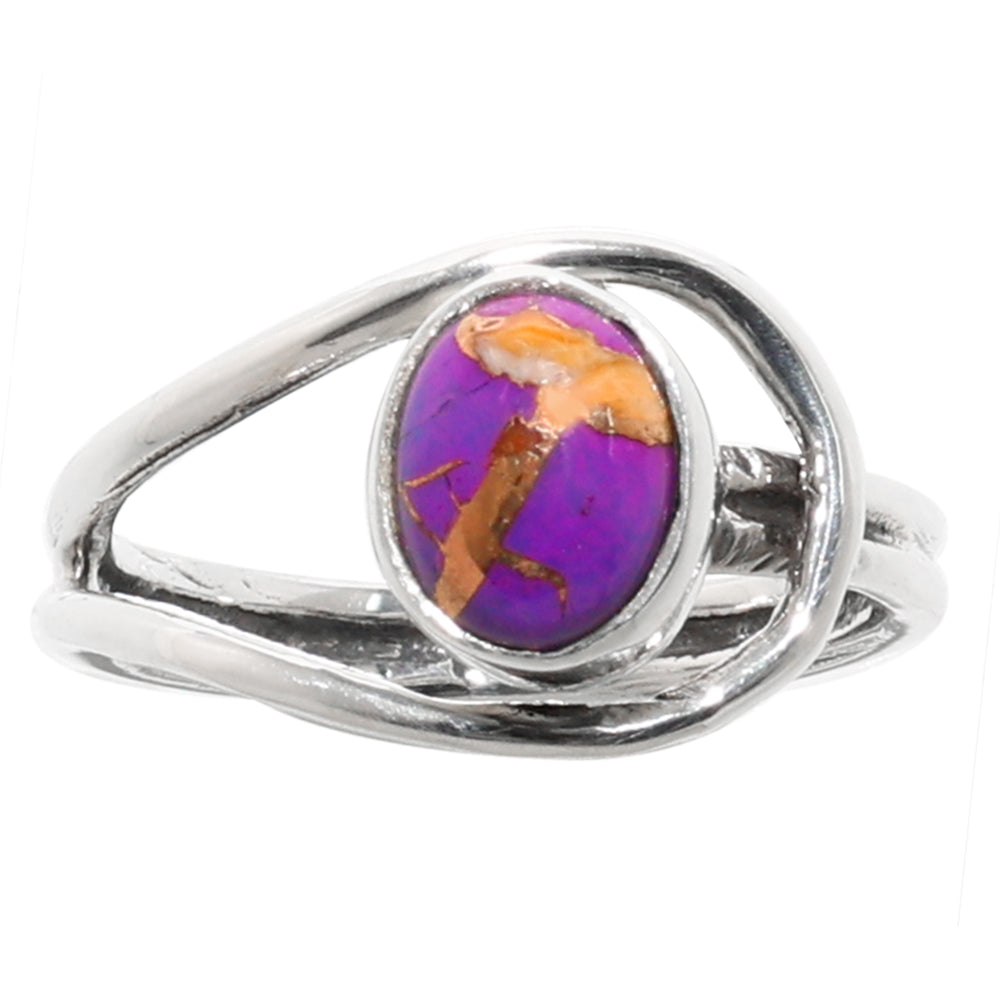 Copper Purple Turquoise 925 Sterling Silver Ring Jewelry Size-16 SR01252