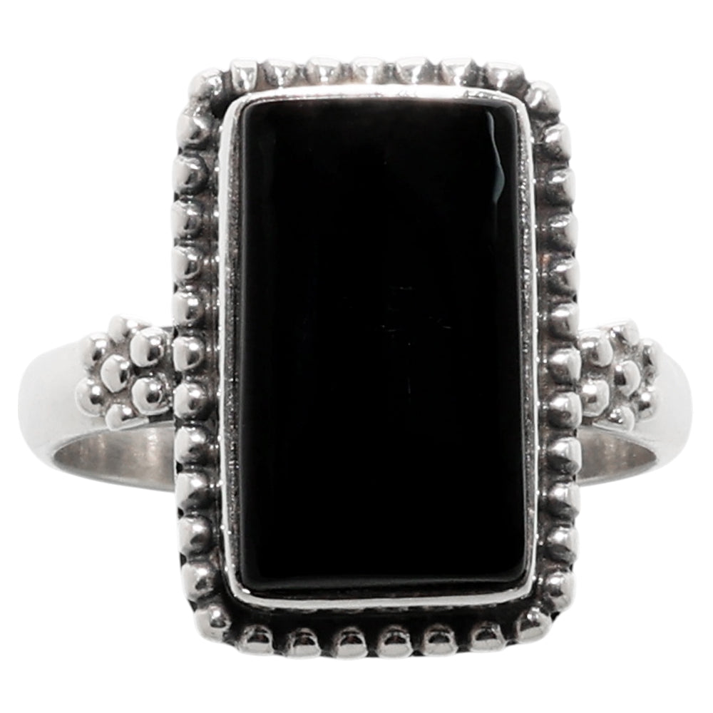 Black Onyx 925 Sterling Silver Ring Jewelry Size-17 SR01255