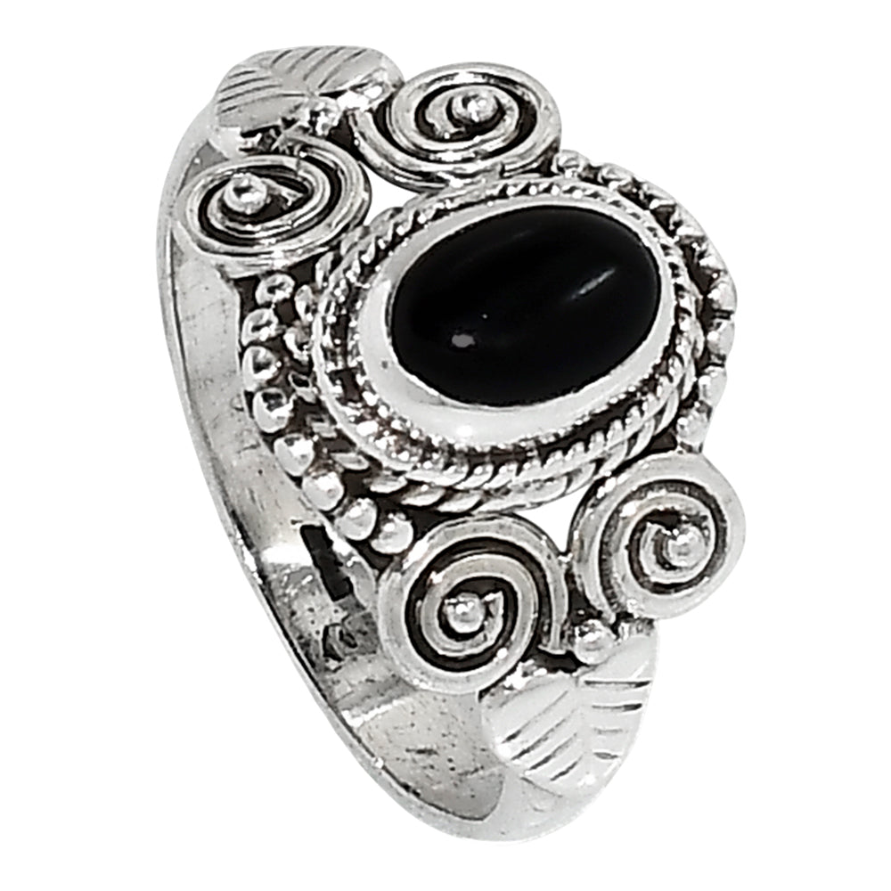 Black Onyx 925 Sterling Silver Ring Jewelry Size-14 SR01256