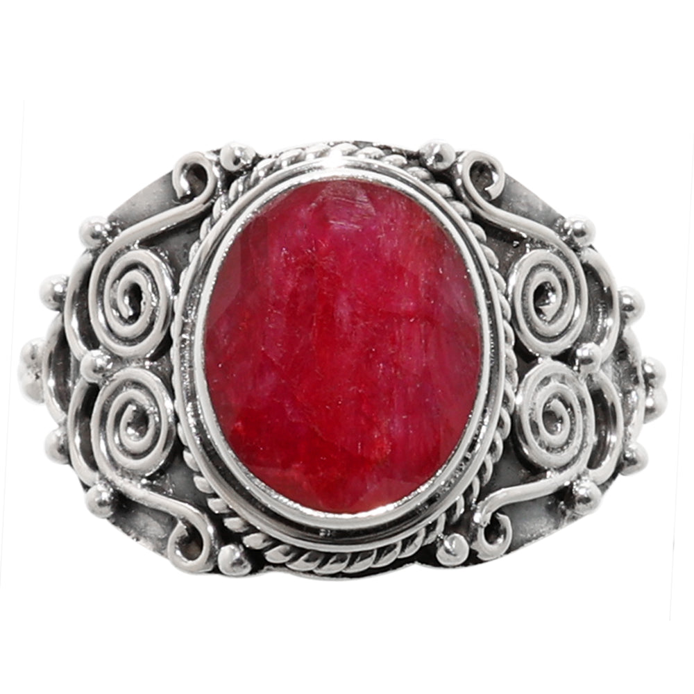 Ruby 925 Sterling Silver Ring Jewelry Size-18 SR01259