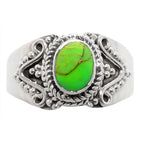 Copper Green Turquoise 925 Sterling Silver Ring Jewelry Size-18 SR01261