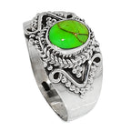 Copper Green Turquoise 925 Sterling Silver Ring Jewelry Size-18 SR01261