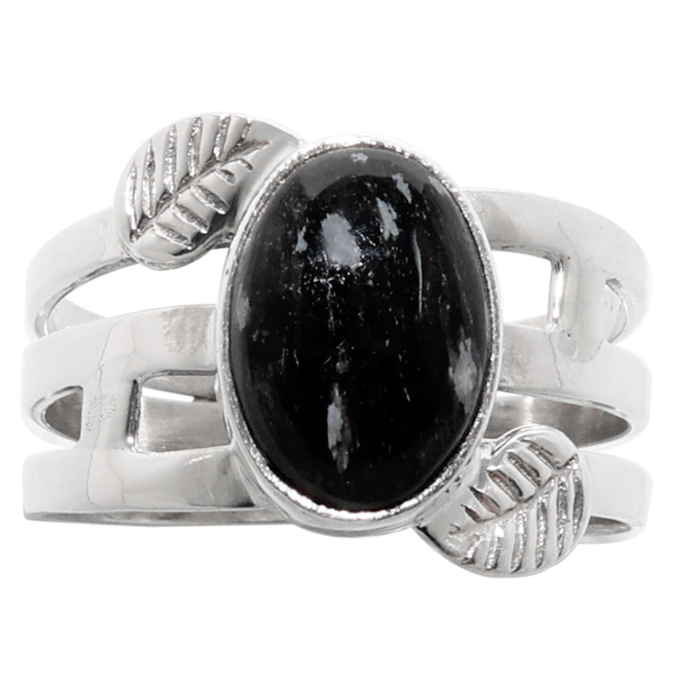 Snow Flake Obsidian 925 Sterling Silver Ring Jewelry Size-20 SR01262
