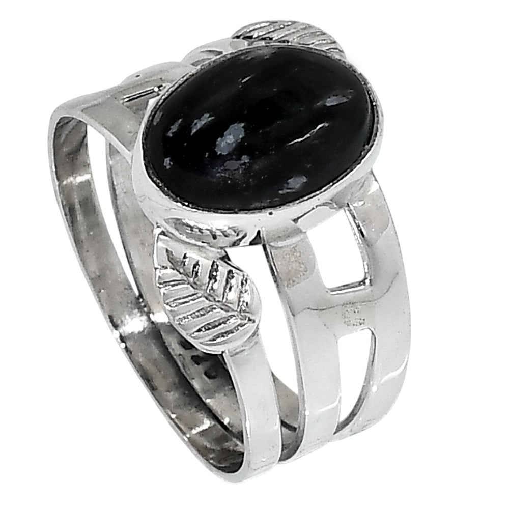 Snow Flake Obsidian 925 Sterling Silver Ring Jewelry Size-20 SR01262