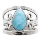 Larimar (Dominican Republic) 925 Sterling Silver Ring Jewelry Size-17 SR01263