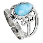Larimar (Dominican Republic) 925 Sterling Silver Ring Jewelry Size-17 SR01263