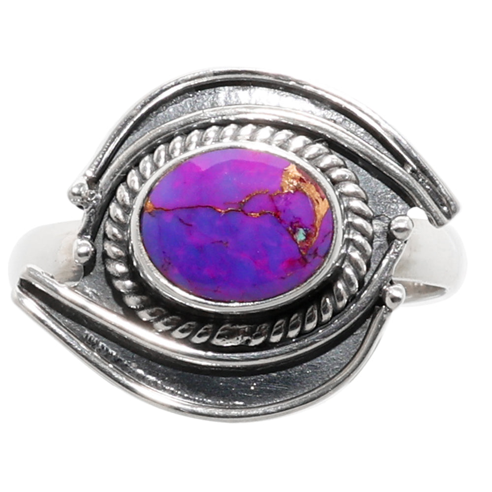 Evil Eye - Copper Purple Turquoise 925 Sterling Silver Ring Jewelry Size-20 SR01264