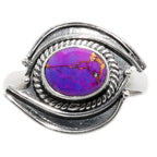 Evil Eye - Copper Purple Turquoise 925 Sterling Silver Ring Jewelry Size-20 SR01264