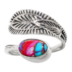 Adjustable - Kingman Pink Dahlia Turquoise 925 Sterling Silver Ring Jewelry Size-14 SR01265