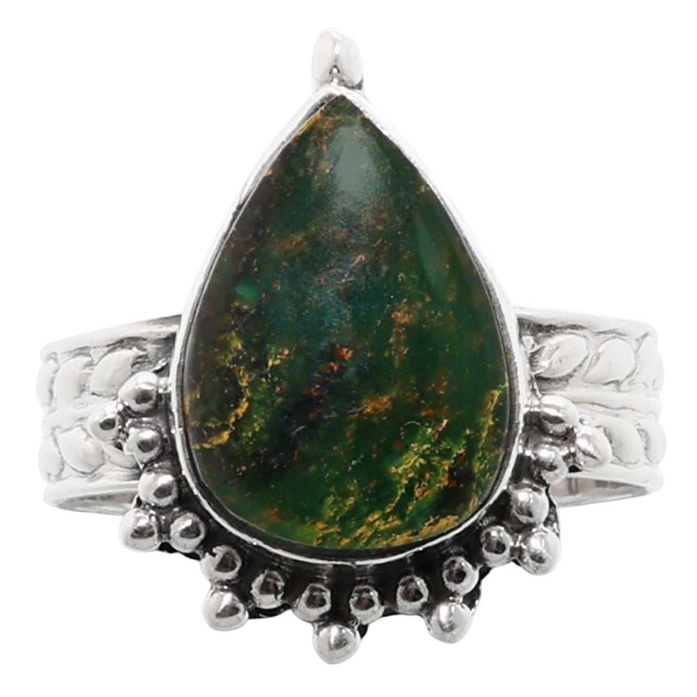 Turkish Rainforest Chrysocolla 925 Sterling Silver Ring Jewelry Size-18 SR01270