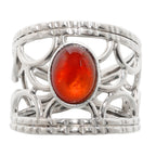 Hessonite Garnet Cab 925 Sterling Silver Ring Jewelry Size-17 SR01271