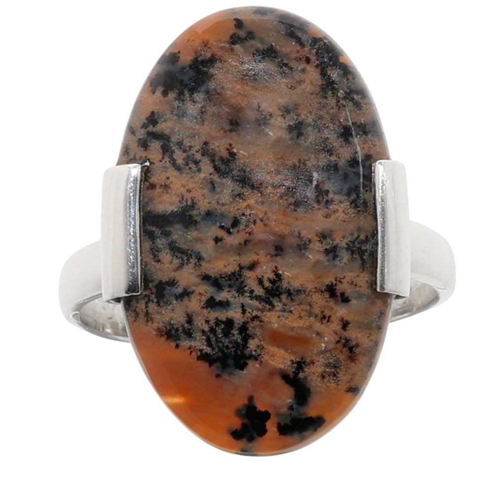 Russian Honey Dendrite Opal 925 Sterling Silver Ring Jewelry Size-20 SR01274