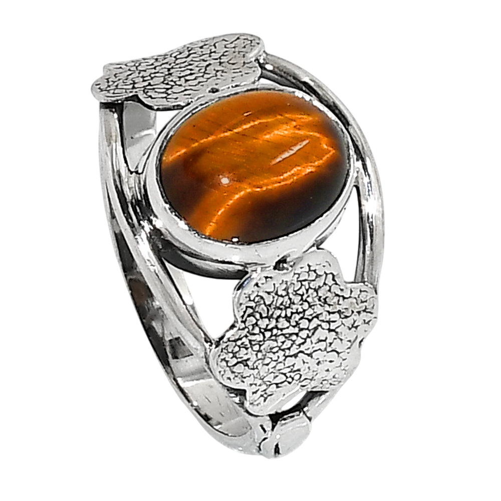 Tiger Eye 925 Sterling Silver Ring Jewelry Size-14 SR01275