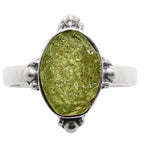 Green Apatite Rough 925 Sterling Silver Ring Jewelry Size-14 SR01280