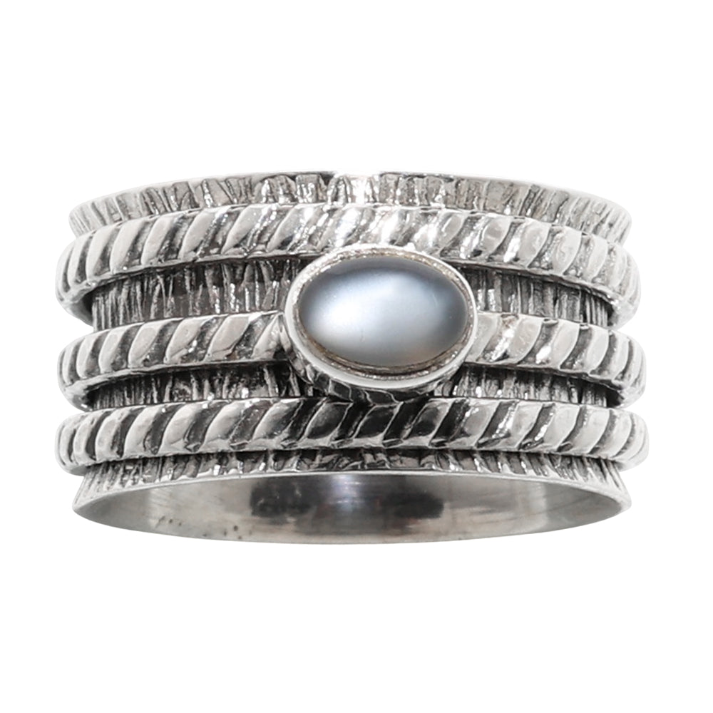 Spinner - Gray Moonstone 925 Sterling Silver Ring Jewelry Size-13 SR01282