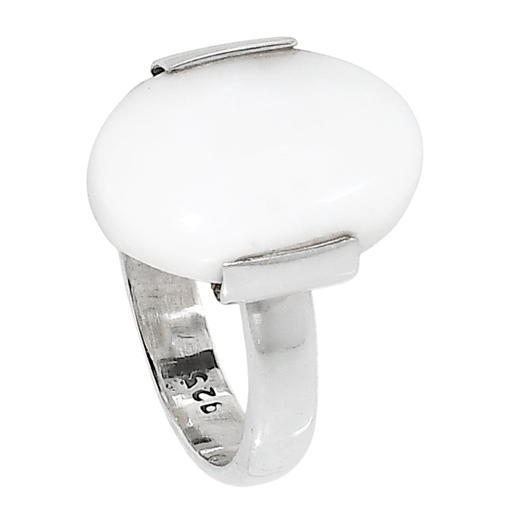 White Opal 925 Sterling Silver Ring Jewelry Size-16 SR01285
