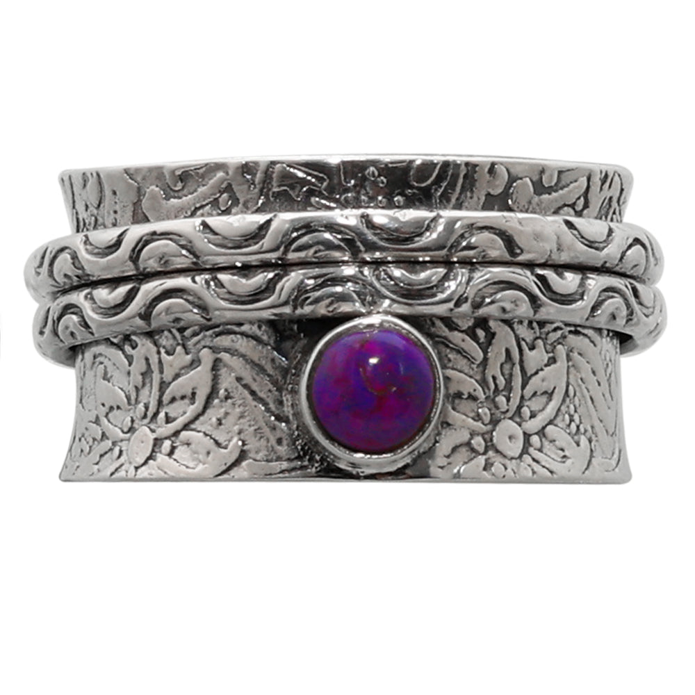 Spinner - Copper Purple Turquoise 925 Sterling Silver Ring Jewelry Size-16 SR01289