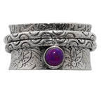 Spinner - Copper Purple Turquoise 925 Sterling Silver Ring Jewelry Size-16 SR01289