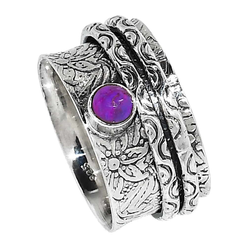 Spinner - Copper Purple Turquoise 925 Sterling Silver Ring Jewelry Size-16 SR01289