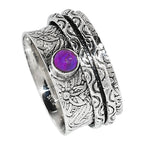 Spinner - Copper Purple Turquoise 925 Sterling Silver Ring Jewelry Size-16 SR01289